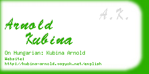 arnold kubina business card